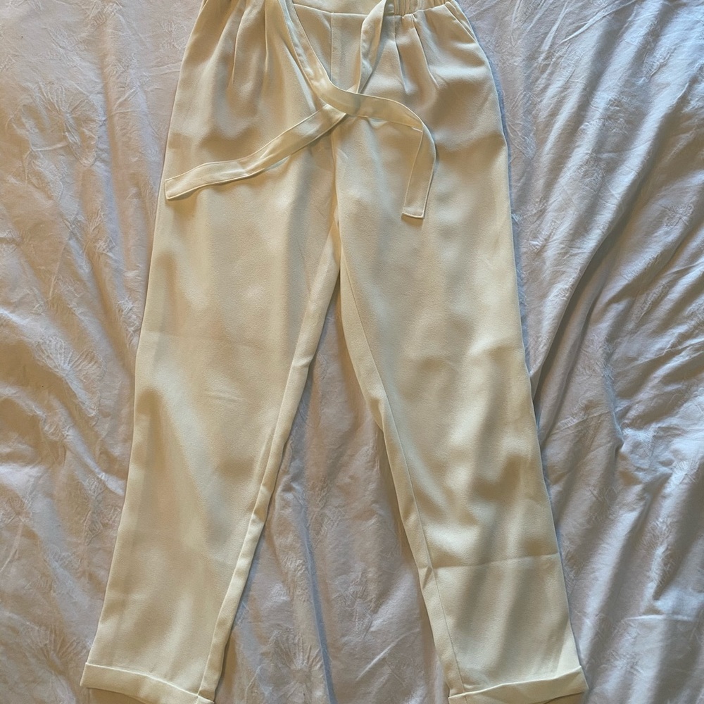 White Formal Tie Up Trousers